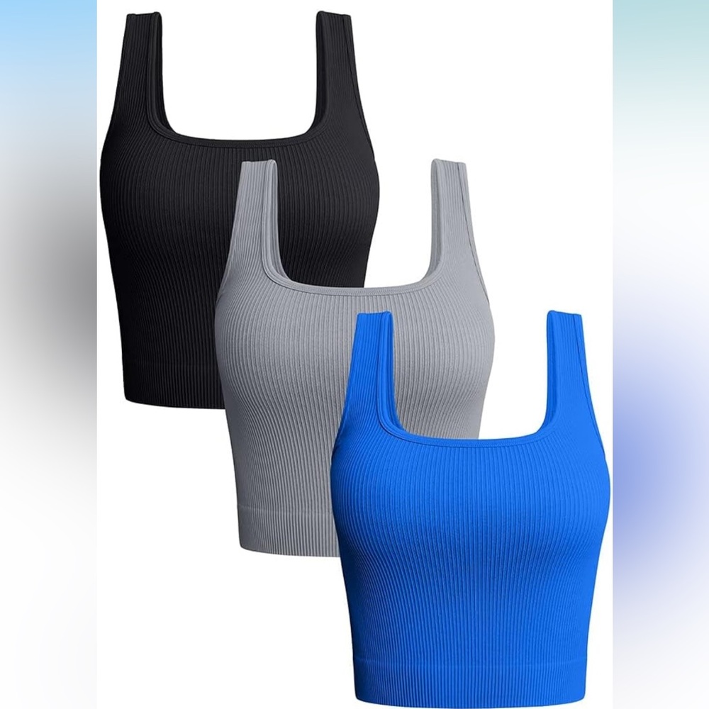 OQQ Womens 3 Pack Ribbed Tank Tops